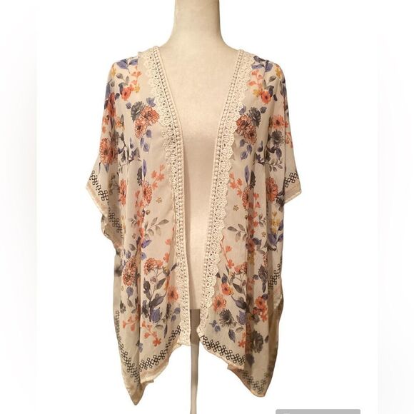 Kimono Floral One Size Flowy Casual - Picture 1 of 7